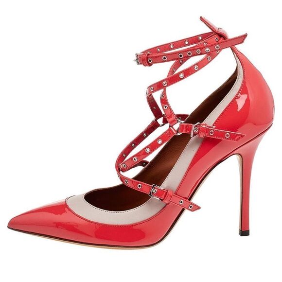 VALENTINO GARAVANI Patent Love Latch 100mm Pumps Deep Coral Poudre - Picture 1 of 7